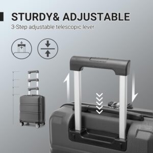 KONO Kleiner Koffer Handgepäck Hartschalenkoffer für Easyjet Handgepäck 45x36x20 cm, Leicht Reisekoffer mit 4 Rollen und TSA Schloss (Grau) – Bild 6