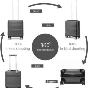 KONO Kleiner Koffer Handgepäck Hartschalenkoffer für Easyjet Handgepäck 45x36x20 cm, Leicht Reisekoffer mit 4 Rollen und TSA Schloss (Grau) – Bild 8