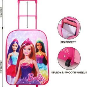 TDL Barbie Mädchen Kinder Urlaub Standard Faltbarer Trolley Handgepäck Tasche Rucksack für Schule Reisen Urlaub, rose, 42cm x 29cm x 14cm, Modern – Bild 3