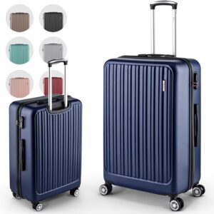 Easy Move ABS Hartschalenkoffer - Ergonomisch & Sicher - Mittelgroßer Trolley Koffer mit 360° Rädern, Zahlen-Schloss - Rollkoffer, Reisekoffer Medium (Dark Blue, 65cm)