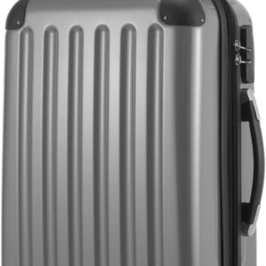 HAUPTSTADTKOFFER Alex - Handgepäck, 55 x 38 x 23 cm, TSA, 4 Rollen, 42 Liter, Reisekoffer, Hartschalenkoffer, Rollkoffer, Bordgepäck Koffer, erweiterbar, Silber