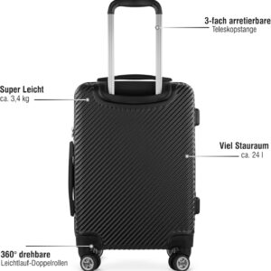 bugatti Kleiner Handgepäck-Koffer “Pure S" mit 4-Rollen, 24 Liter, schwarz – Bild 5