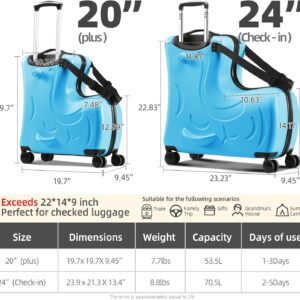 AOWEILA Kinder Gepäck Fahrt auf, Ozeanblau, 20-Inch Carry-On for Most Airlines, Scooter – Bild 5