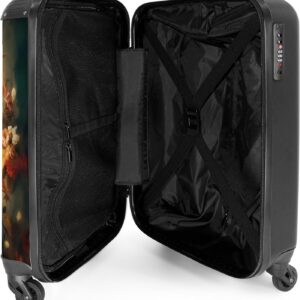 NoBoringSuitcases.com® Handgepäck Koffer 55x35x20 cm Trolley Carry on Handgepäckkoffer 4 Rollen Leicht Kabinentrolley Hartschalenkoffer Eule - Blumen - Orange – Bild 4