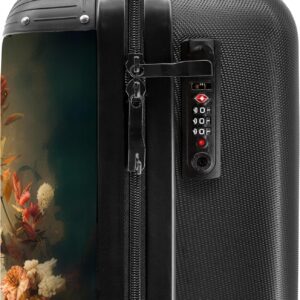 NoBoringSuitcases.com® Handgepäck Koffer 55x35x20 cm Trolley Carry on Handgepäckkoffer 4 Rollen Leicht Kabinentrolley Hartschalenkoffer Eule - Blumen - Orange – Bild 5