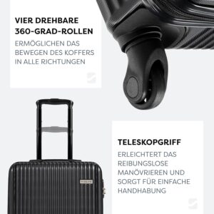 FASSLINE Kabinenkoffer, 36 l ABS, 360°-Spinner-Rollen, Zahlenschloss, Teleskopgriff – Bild 4