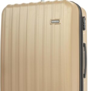 Hartschalenkoffer mittelgroß · Koffer L · Reisekoffer mit Rollen · Trolley mit Teleskopgriff · Leicht · Rollkoffer mit Zahlenschloss · Beige