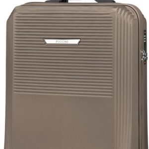 PUCCINI Koffer San Diego Hartschalenkoffer Handgepäck Trolley Leicht Reisekoffer mit 4 Rollen M-L-XL (Beige, M)