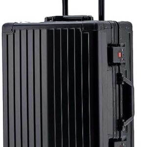 Aluminium Reisekoffer Schwarz 55 cm Handgepäck Rollen Trolley Hartschalen-Koffer