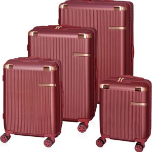 BETLEWSKI - Hartschalen Koffer-Set - Reisekoffer mit 4 Rollen - Leicht Hartschalenkoffer ABS Rollkoffer mit Schloss - Modell Nebula - Koffer L-76 cm M-66 cm S-55 cm XS-45 cm – Kastanienbraun