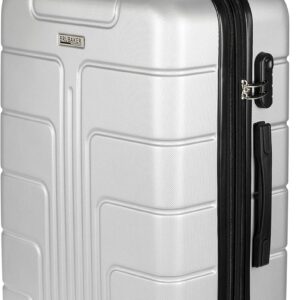 BRUBAKER Reisekoffer Miami - Erweiterbarer Hartschalen Rollkoffer mit Zahlenschloss, 4 Rollen und Komfort Tragegriffen - ABS Koffer 43 x 66,5 x 28,5 cm - Hartschalenkoffer (L - Silber)