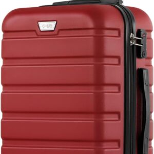 COOLIFE Handgepäck Koffer für EasyJet, 56cm M, PC+ABS, Hartschale, Leicht Robuster, Reisekoffer mit 360° Spinner Räder, YKK Reißverschluss, TSA Zahlenschloss, Rot