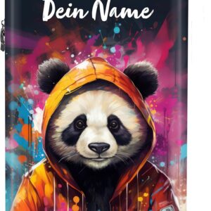 Handgepäck Koffer, Koffer Personalisiert, Reisekoffer, Reisetasche mit Rollen, Hartschalenkoffer, Suitcase, Koffer Klein, Handgepäck 55x40x20 cm (Panda - Orange)