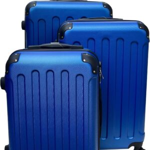 Hartschalenkoffer Koffer Kofferset blau 3 TLG leicht hochwertig Avalon aus ABS Reisekoffer