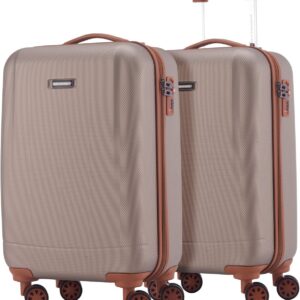 Hauptstadtkoffer - Wannsee - 2 x Handgepäck Koffer-Set Trolley-Set Rollkoffer sehr Leichter Reisekoffer, ABS Hartschalenkoffer 4 Rollen, TSA Zahlenschloss, Champagner