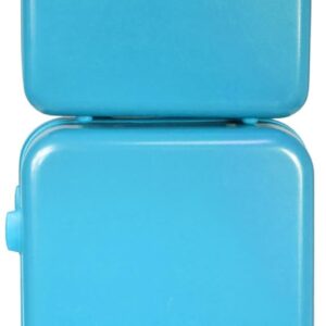 KINSTON Kabinenkoffer mit Rollen – klein + Handgepäck – Hartschalenkoffer – Kulturbeutel - Hellblau