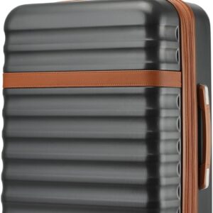 KONO Koffer Trolley Groß Koffer Reisekoffer von ABS+PC Hartschalenkoffer mit 4 Rollen TSA Schloss (Grau/Braun,XL)