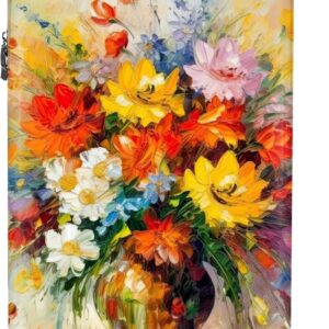 Koffer Handgepäck Trolley Rollkoffer Kleine Reisekoffer mit 4 Rollen - Blumen - Bunt - Ölfarbe - Blumentopf - 55x35x20cm - Fotokoffer - Kabinenkoffer - Boardgepäck