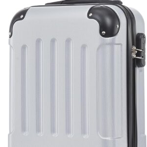 Koffer Suitcase S Silber, Trolley Reisekoffer, Rollkoffer Handgepäck mit 4 Rollen 360°, Hartschalenreisekoffer, Zahlenschloss, Weicher Gummigriff