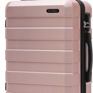 Trolley Reisekoffer, Rollkoffer Handgepäck, Kabinenkoffer, Travel Suitcase Hartschalenreisekoffer mit 4 Rollen 360°, Zahlenschloss, Weicher Gummigriff (M, Roségold)