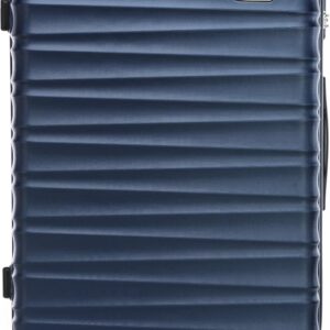 WITTCHEN Reisekoffer Groß Rollkoffer Trolley Großer Koffer Check-In Gepäck Hartschale aus ABS 4 Spinner-Rollen Zahlenschloss Groove Line Größe L Marineblau Lufthansa/Eurowings/Ryanair