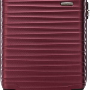 WITTCHEN Reisekoffer Handgepäck Kabinengepäck Rollkoffer Kabinenkoffer Kleiner Koffer Trolley Hartschale aus ABS 4 Spinner-Rollen Zahlenschloss Groove Line Größe S kastanienbraun Lufthansa/Eurowings