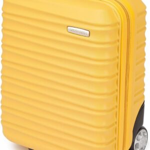WITTCHEN Reisekoffer Kleinkoffer Kabinengepäck Handgepäck Rollkoffer Hartschale aus ABS2 Standard-Rollen Reißverschluss Groove Line Kleinkoffer XXS gelb Lufthansa/Eurowings/Ryanair/Condor