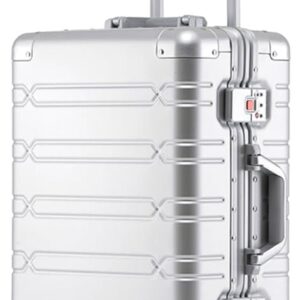 All Aluminium Hartschale Trolley Koffer Handgepäck Mit Rädern Und Schloss, Alles Metall Aufgegebenes Gepäck Hartschalenkoffer, Hartschalenkoffer Rollkoffer Für Reisen Business (Silber, 51CM-44L)