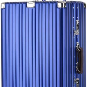 Alles Aluminium Hartschalen-Koffer Mittelgroßer Reisekoffer 24 Zoll Metallkoffer Handgepäck Reisezubehör ohne Reißverschluss mit 2 TSA-Kombinationsschlössern,Blau,20 inch Cabin