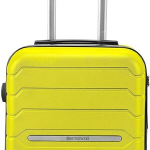 BETLEWSKI - Handgepäck Koffer Hartschale - Reisekoffer mit 4 Rollen - Leicht Hartschalenkoffer ABS Rollkoffer mit Schloss - Modell Eclipse - Größe 55 cm x 38 cm x 25 cm 38 Liter - Gelb