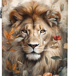 Handgepäck Koffer 55x35x20 cm Trolley Reisekoffer Handgepäck-Koffer 4 Rollen Leicht Carry on Luggage Hartschalenkoffer Löwe - Blumen - Braun