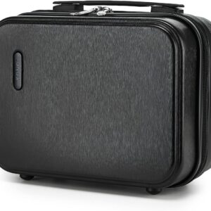 KONO Kosmetikkoffer Hartschalenkoffer Make up Koffer Beautycase für Damen aus ABS PC als Handgepäck für Reisen mit elastischem Koffergurt(Schwarz)