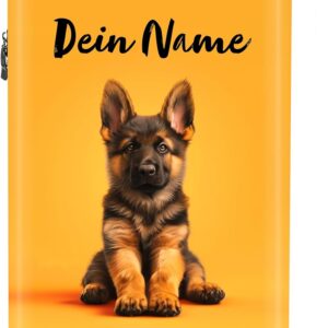 Kinderkoffer, Koffer Personalisiert, Koffer Kinder, Kinder Reisekoffer, Hartschalenkoffer, Rollkoffer Klein, Handgepäck Koffer 55x40x20 cm (Deutscher Schäferhund - Orange)