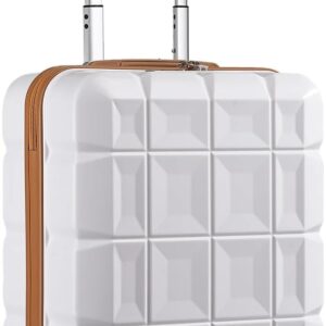 Kono Kleines, mittelgroßes, leichtes ABS-Hartschalen-Reise-Handgepäck-Koffer mit TSA-Schloss und 4 Spinnrollen, weiß, 51 cm, Hartschalenkoffer