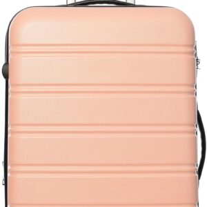 Merax Trolley Koffer, Hartschalenkoffer, Reisetrolley mit Rollen und Kombinationsschloss, Erweiterbar Handgepäck Koffer, Reisekoffer mit Teleskopgriff, 4 Rollen, ABS-Material, S-55 * 36 * 22.5, Rosa