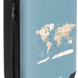 NoBoringSuitcases.com® Handgepäck Koffer 55x35x20 cm Trolley Carry on Handgepäckkoffer 4 Rollen Leicht Kabinentrolley Hartschalenkoffer Weltkarte - Ozean - Realistisch - Blau