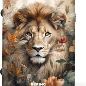 NoBoringSuitcases.com® Koffer XL Groß 77x51.5x28 cm Reisekoffer mit 4 Rollen Leicht Trolley Hartschalenkoffer Suitcase Large Löwe - Blumen - Braun