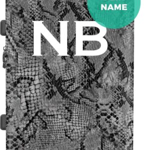 NoBoringSuitcases.com® Koffer personalisiert, 67x43x25cm - Hartschalenkoffer, Rollkoffer Groß - Koffer Mittelgroß - Reisekoffer - Graues Schlangenmuster - Leicht - Koffer mit Namen Initialen