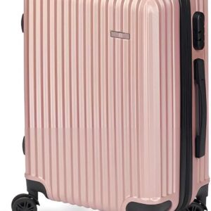 Premium Koffer für Kabine klein Handgepäck mit Rollen | Kompakter Hartschalenkoffer in Grau oder Rosa 57x38 cm | Rollkoffer Hartschale | Kabinenkoffer aus ABS (Rosa)