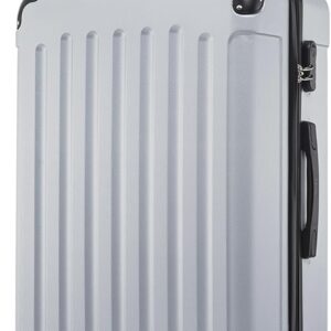 Koffer Suitcase XL Silber, Trolley Reisekoffer, Rollkoffer Handgepäck mit 4 Rollen 360°, Hartschalenreisekoffer, Zahlenschloss, Weicher Gummigriff