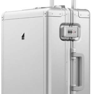 LEVEL8 Koffer Aluminium Handgepäck Koffer Trolley mit Doppelte TSA, Alu Reisekoffer Business Cabin Trolley Hartschalenkoffer Reißverschlussloses Gepäck (55cm,35L,Silber)