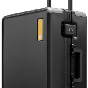 LEVEL8 Koffer, Reisekoffer Aluminium Rahmen, Handgepäck Koffer Cabin Trolley Hartschalen Spinner Mit Doppelte TSA Schloss Koffer Reißverschlussloses Gepäck-HeGent (56cm,38L,Schwarz)