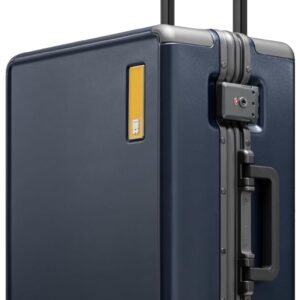 LEVEL8 Reisekoffer mit Aluminium Rahmen, Handgepäck Cabin Trolley Hartschalen Spinner Mit Doppelte TSA Schloss, Reißverschlussloses Gepäck-HeGent (56cm, 38L, Blau)